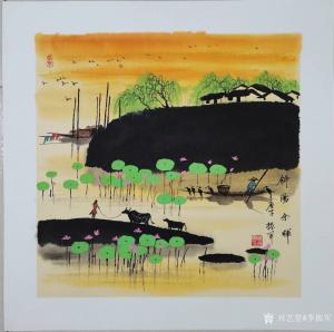 艺术品图片：艺术家李振军国画作品名称《江南山水-斜阳余晖》价格480.00 元