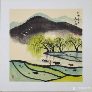 艺术品图片：艺术家李振军国画作品名称《山水画-江南春色》价格480.00 元