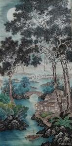 艺术品图片：艺术家谷风国画作品名称《山水-宁静水乡》价格1600.00 元