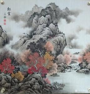 艺术品图片：艺术家谷风国画作品名称《山水画-红云》价格800.00 元