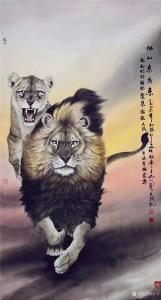 艺术品图片：艺术家石川国画作品名称《狮-他从东方来》议价