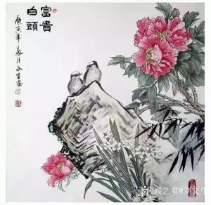 艺术品图片：艺术家刘文生国画作品名称《牡丹-富贵白头》议价