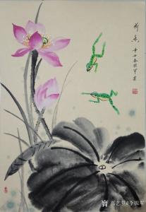 艺术品图片：艺术家李振军国画作品名称《花鸟-荷香-青蛙》价格500.00 元