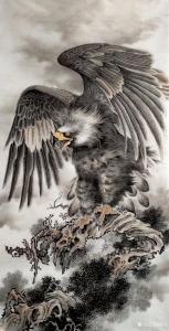 艺术品图片：艺术家谷风国画作品名称《鹰-唯我独尊》价格1600.00 元