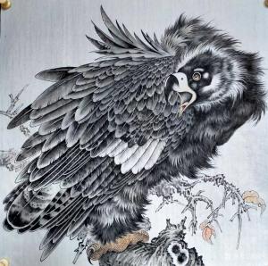 艺术品图片：艺术家谷风国画作品名称《鹰-回首》价格800.00 元