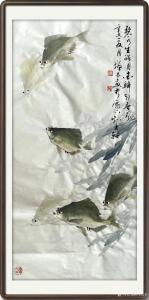 艺术品图片：艺术家冯增木国画作品名称《鱼-金鳞引春风》议价