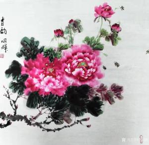 艺术品图片：艺术家李同辉国画作品名称《花鸟牡丹-香韵》议价