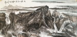艺术品图片：艺术家张祖坤国画作品名称《山水水绕青山溪如烟海》议价