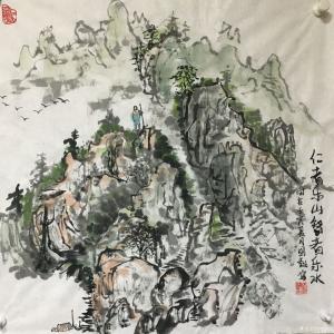 艺术品图片：艺术家张国超国画作品名称《仁者乐山、智者乐水》价格299.00 元