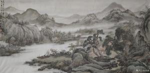 艺术品图片：艺术家郑诚国画作品名称《山水-万里江流衣带水》价格4800.00 元