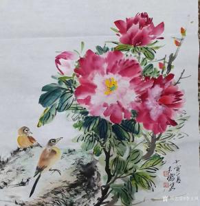 艺术品图片：艺术家李玉凤国画作品名称《花鸟牡丹》议价