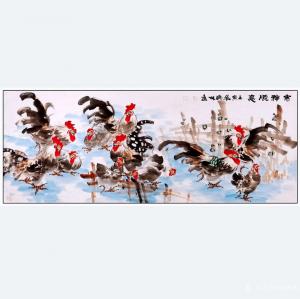 艺术品图片：艺术家高晓林国画作品名称《群鸡图（3654）》价格1580.00 元