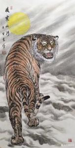 艺术品图片：艺术家袁峰国画作品名称《虎-威震山河》议价
