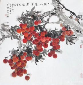艺术品图片：艺术家李伟强国画作品名称《一骑红尘贡荔枝》议价