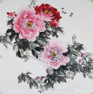 艺术品图片：艺术家李伟强国画作品名称《牡丹-国色天香》议价