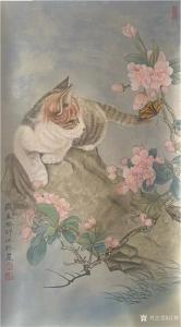 艺术品图片：艺术家汪林国画作品名称《猫蝶图2》价格1000.00 元