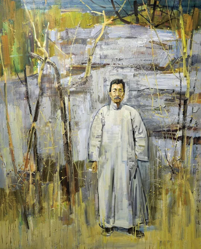 孙建平/石在，火种是不会灭的——鲁迅/160×130cm/布面油画
