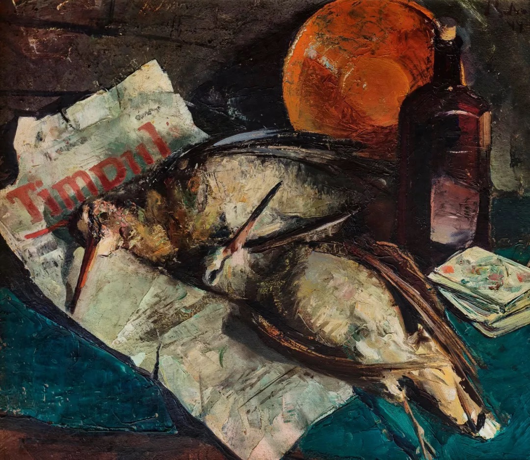 油画大师巴巴作品《鸟的静物》1944年布面油画45X51.5cm 雅西摩尔多瓦国家美术馆藏