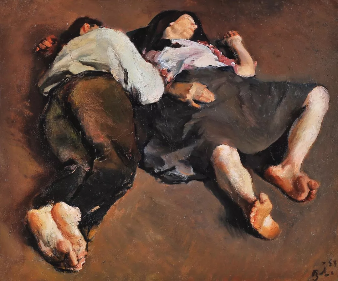 油画大师巴巴作品《酣睡》1959年布面油画100X120cm蒂米什瓦拉艺术博物馆藏