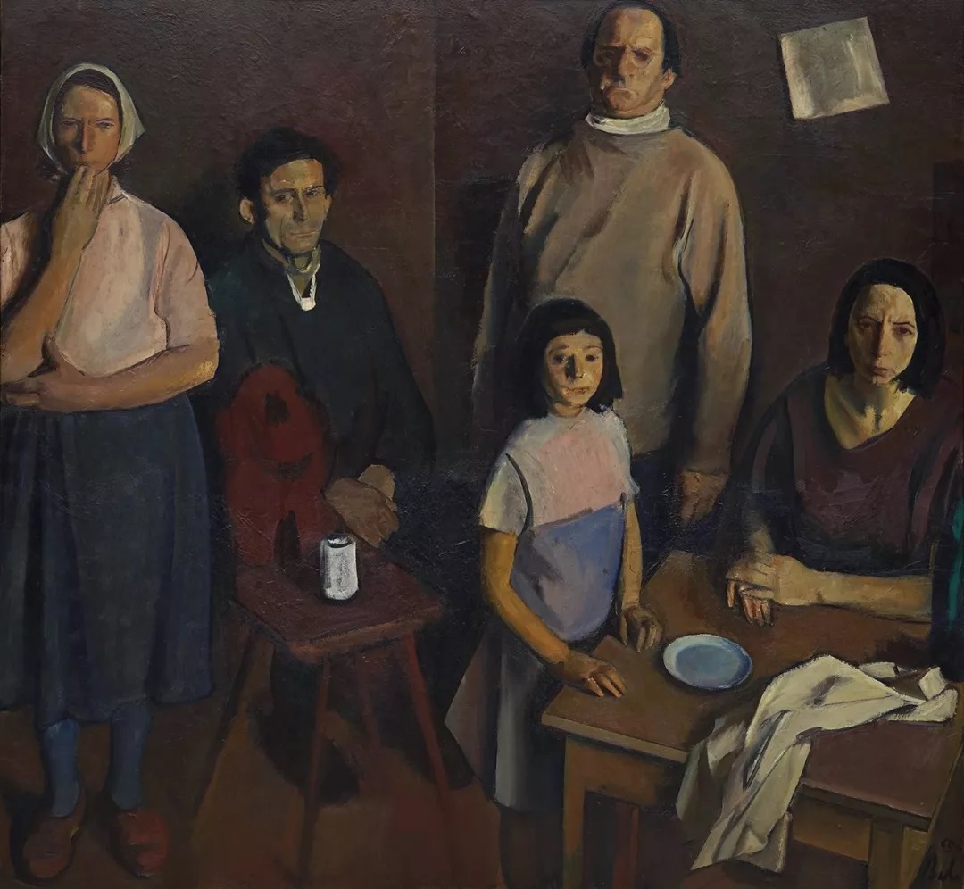 油画大师巴巴作品《一家人》1965年布面油画192X80cm克卢日·纳波卡美术馆藏