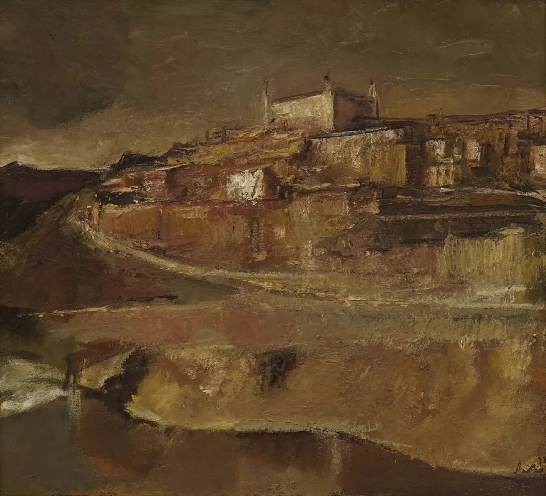 油画大师巴巴作品《西班牙托莱多风景》1973年布面油画69X75.5cm罗马尼亚国家艺术博物馆藏