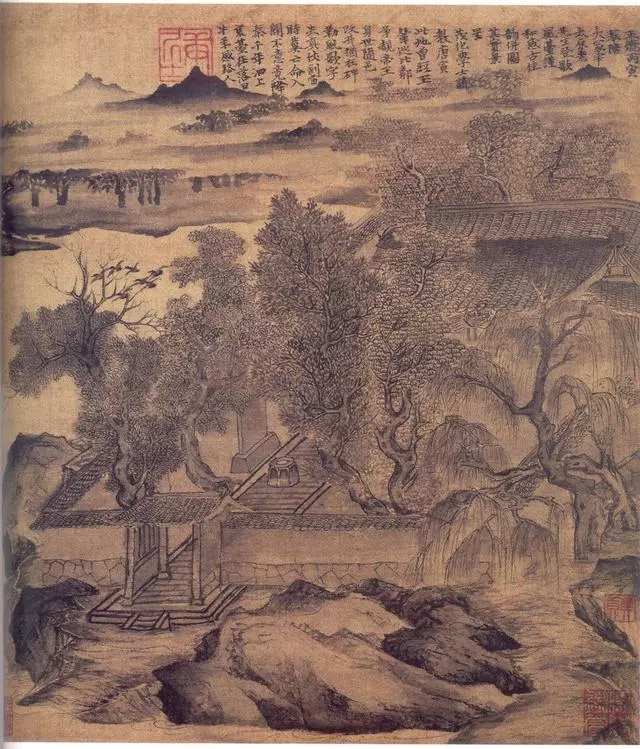唐寅 沛台实景图页 绢本水墨 26.2×23.9cm 北京故宫博物院藏