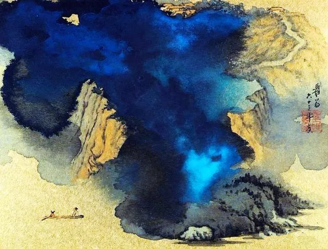 张大千作品 泛舟图