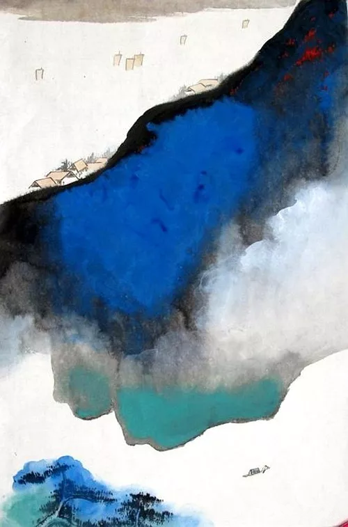 张大千作品 泛舟图