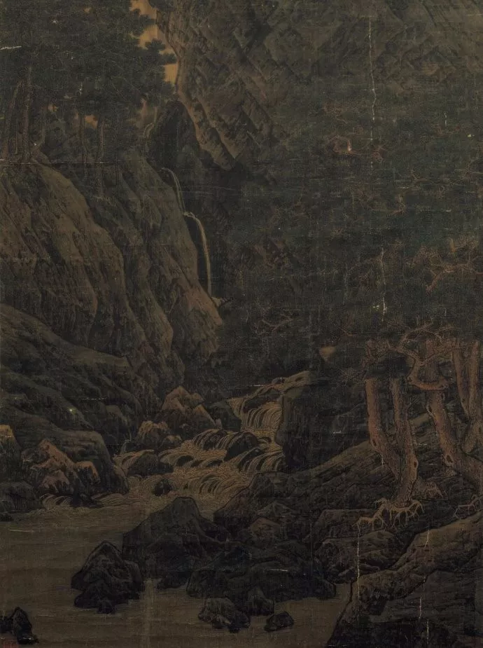 宋朝画家李唐山水画《万壑松风》局部图