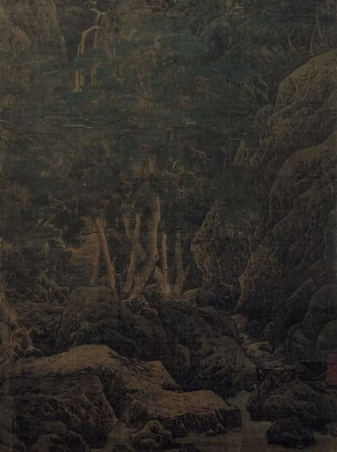 宋朝画家李唐山水画《万壑松风》局部图