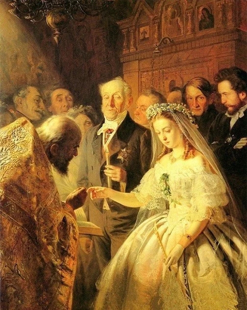世界经典油画-普基廖夫《不相称的婚姻》