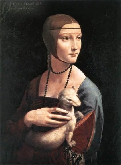 世界经典油画-达芬奇《抱银鼬的女子》