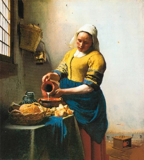 世界经典油画-弗美尔《倒牛奶的女仆》
