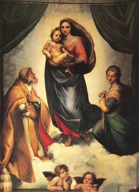 世界经典油画-拉斐尔《西斯廷圣母》