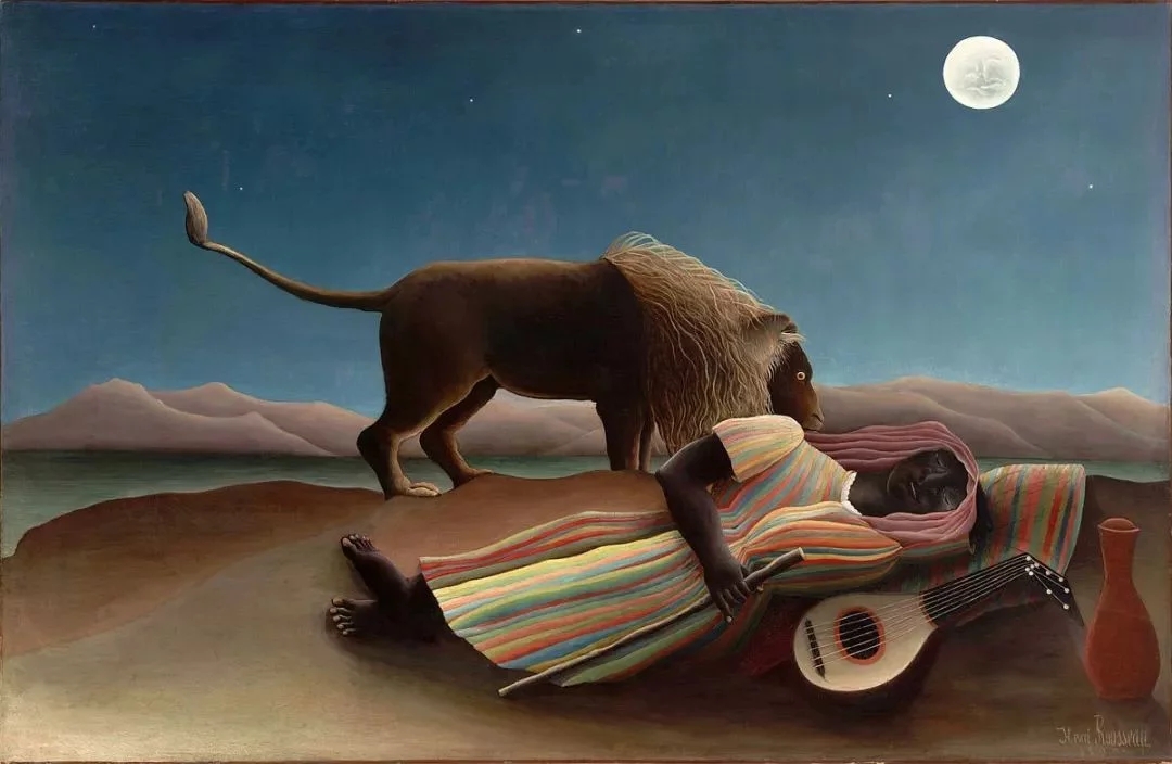 世界经典油画-亨利• 卢梭《沉睡的吉普赛人》The sleeping gypsy Henri Rousseau