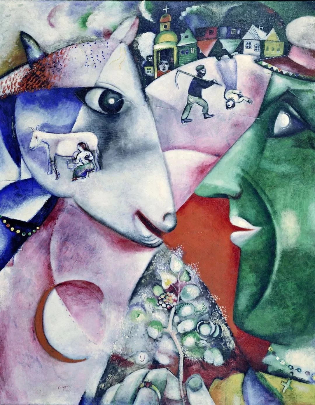 世界经典油画-马克• 夏加尔《我与村庄》I and VillageMarc Chagall