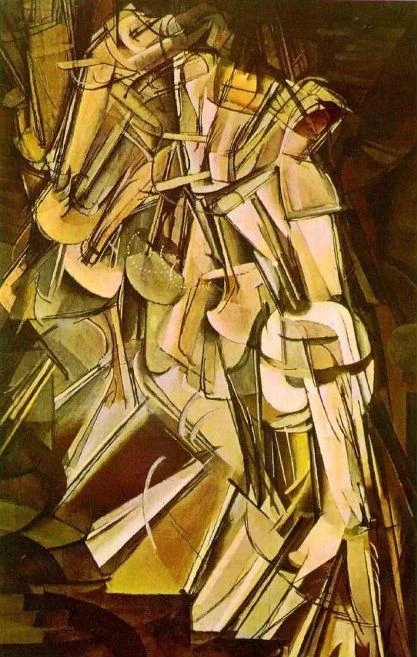 世界经典油画-杜尚《下楼梯的裸女》