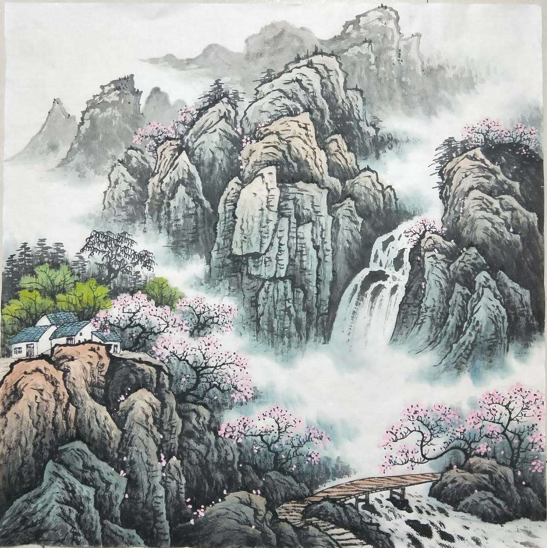 李振军收藏:山水国画三幅,客户订的精品斗方