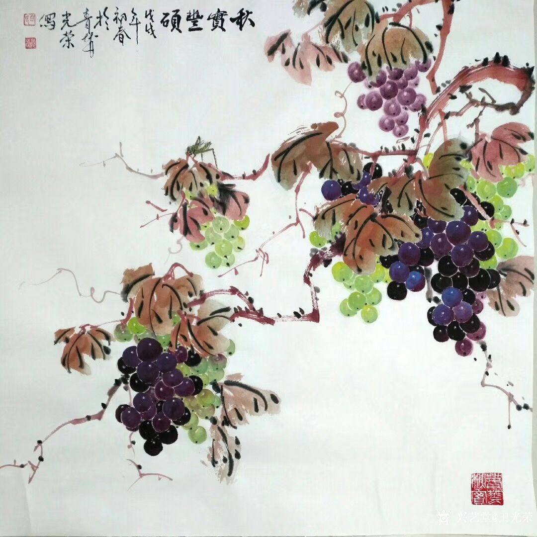 田光荣日记:四尺斗方《秋实丰硕》。 今天是个值得庆贺的日子，五十多岁的_兴艺堂