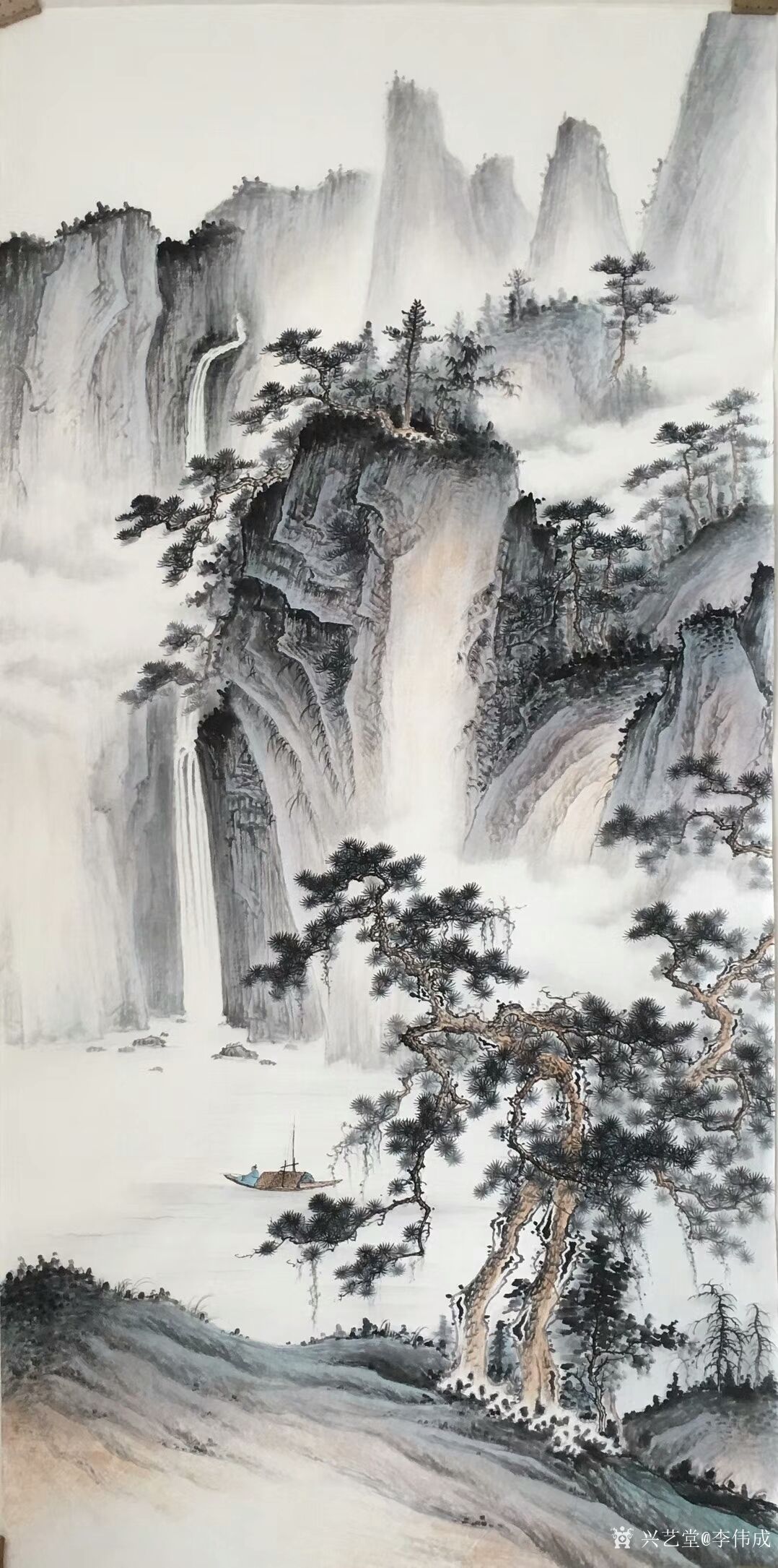 李伟成日记:国画仿古山水画《山居图》,尺寸