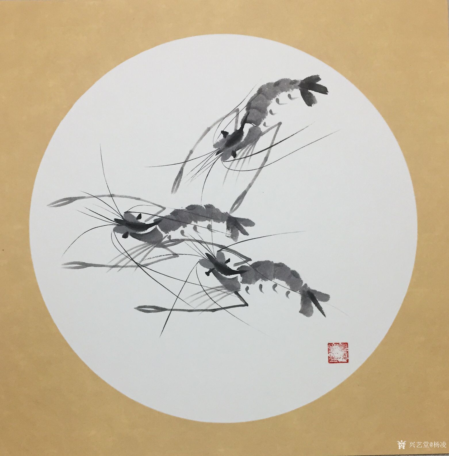 一套写意小龙虾完成,38:38cm,喜欢可以定制哦!