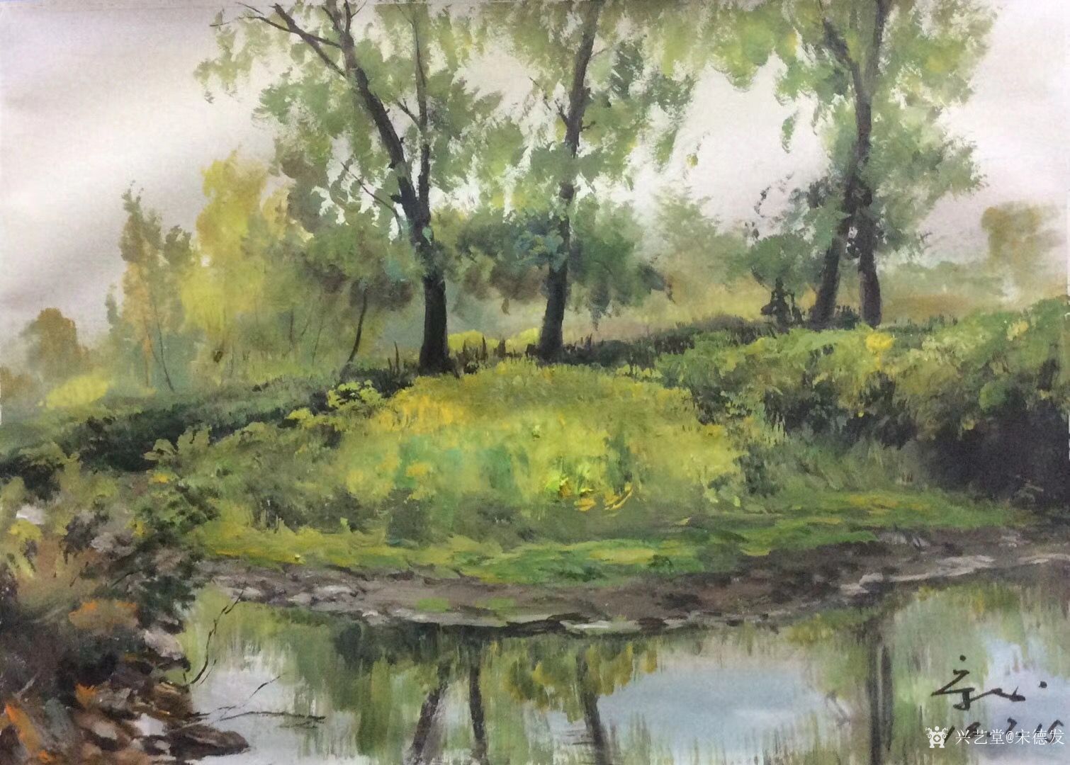 宋德发日记:水粉画小树林写生系列作品5幅