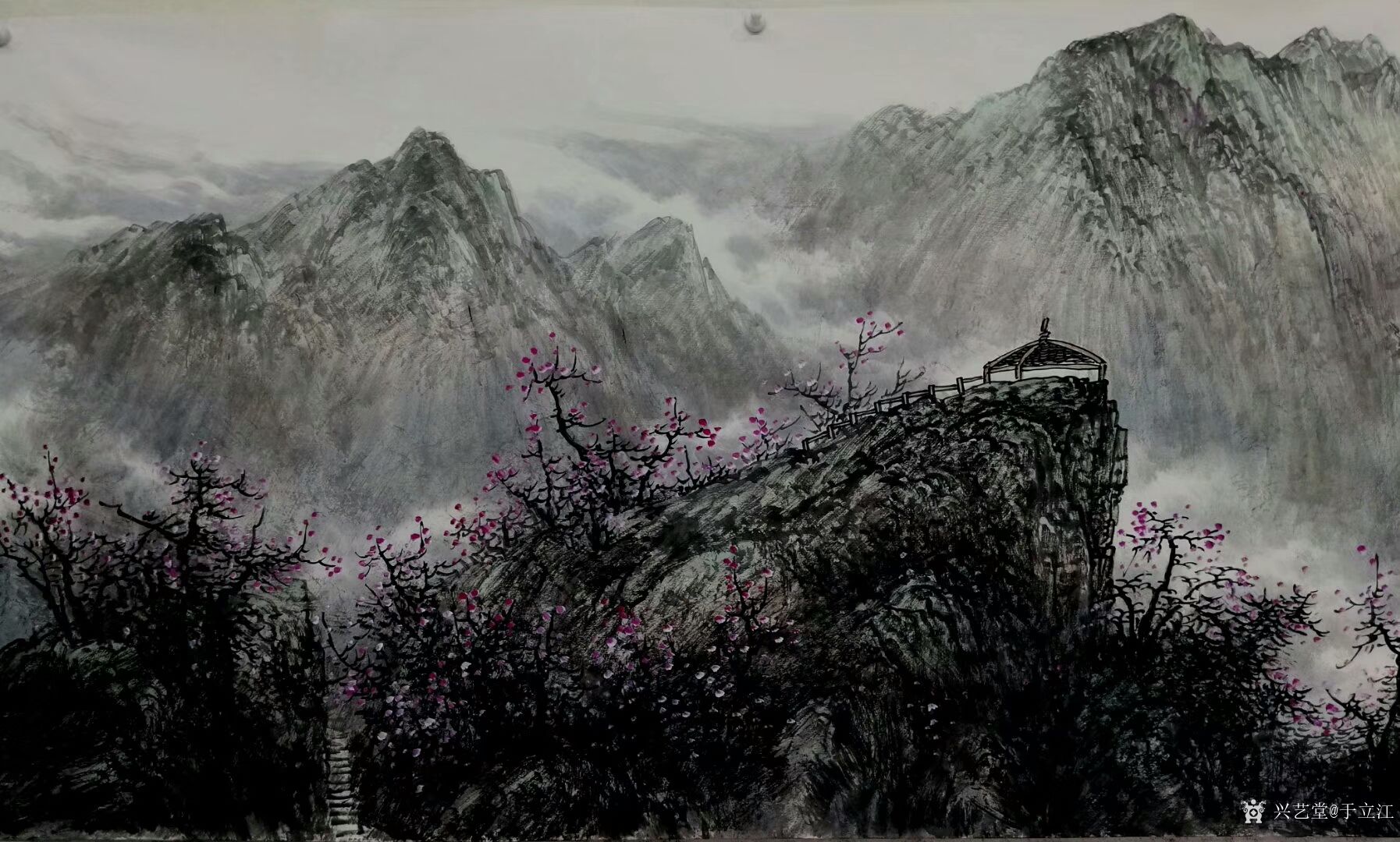 于立江日记-新作《春山流泉》尺寸220cm x75cm,国画山水画,敬请欣赏