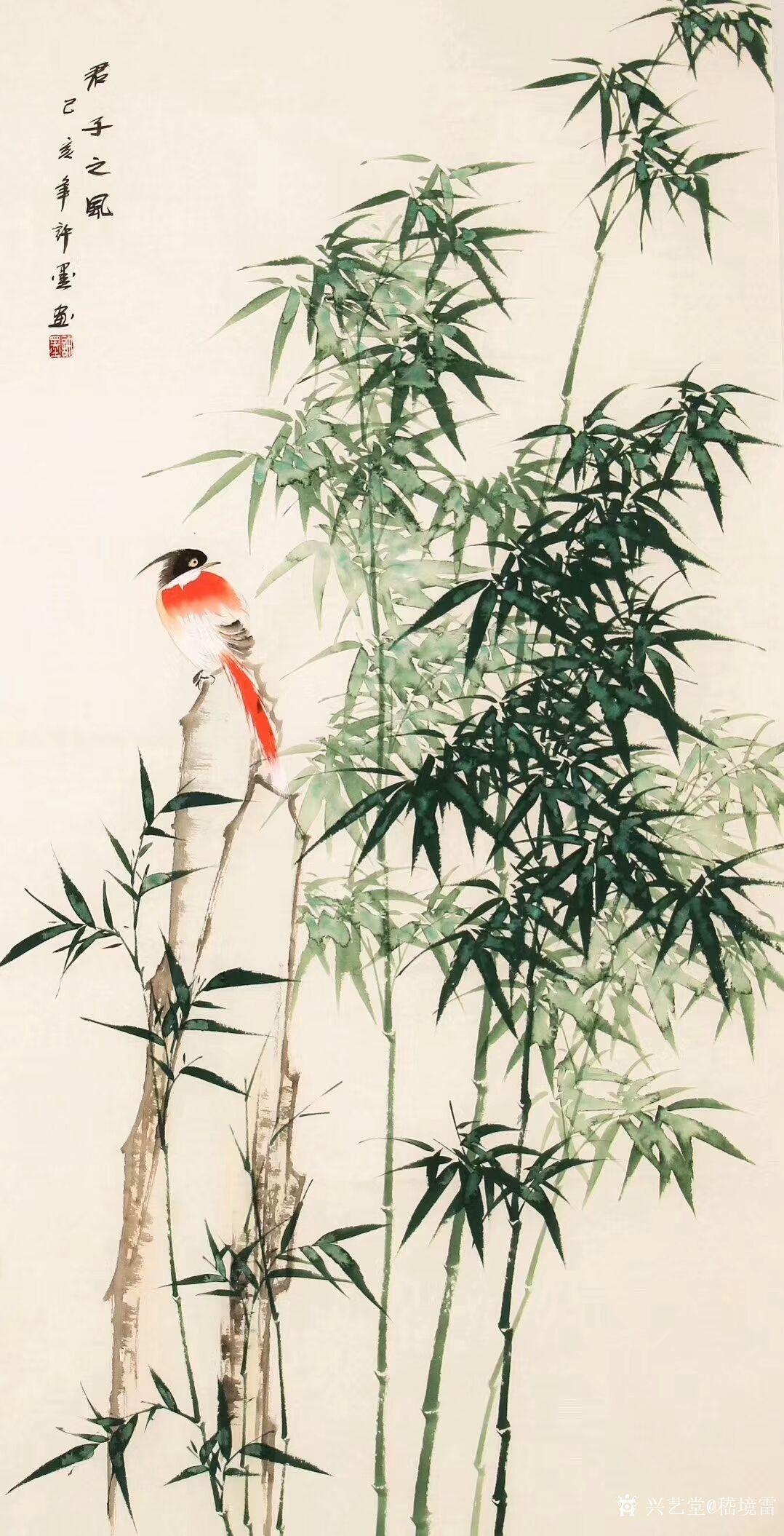 嵇境雷收藏:许墨老师国画花鸟画竹系列作品《竹报平安》《清风雅韵》《君子之_兴艺堂