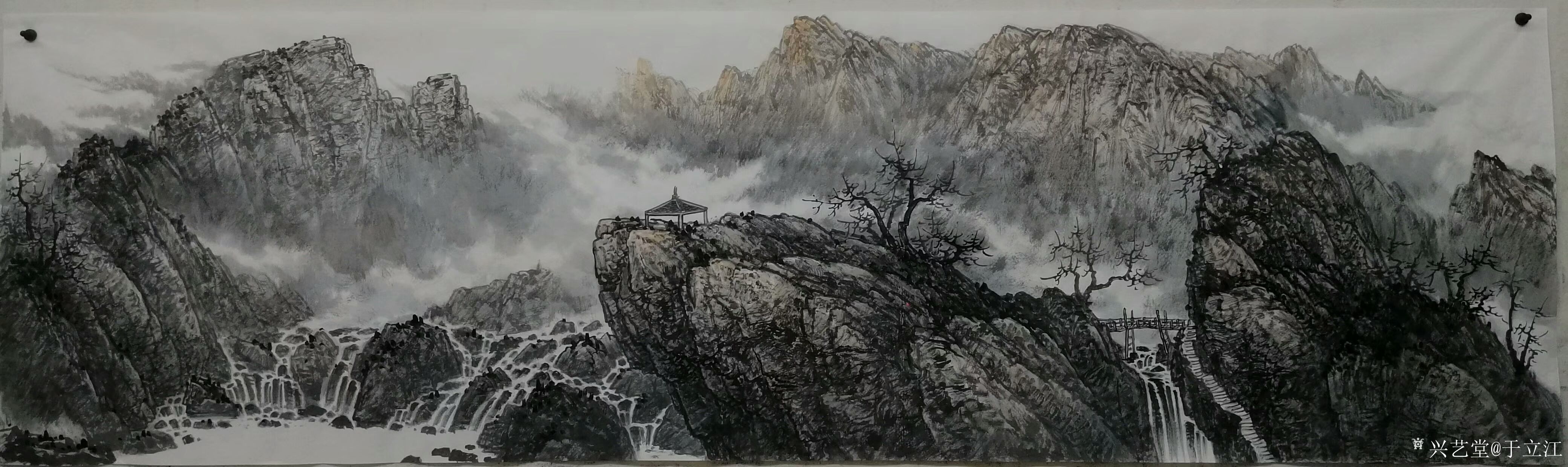 于立江日记-新作品国画山水画《桃花烂漫时》两幅,尺寸八尺240×128cm