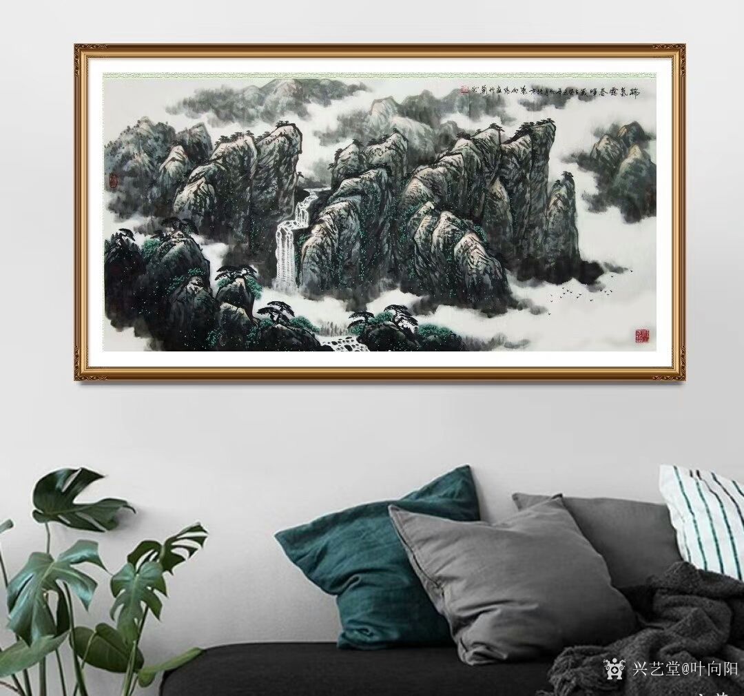 叶向阳日记:翰墨颂中华:《高原秋韵》叶向阳国画山水画作品，这是1985年_兴艺堂