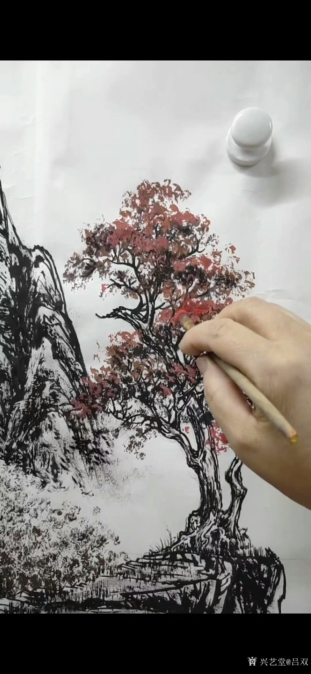 吕双日记:国画如何画树杆?树枝的趋向和疏密，组合起来才算是一颗完整的大_兴艺堂
