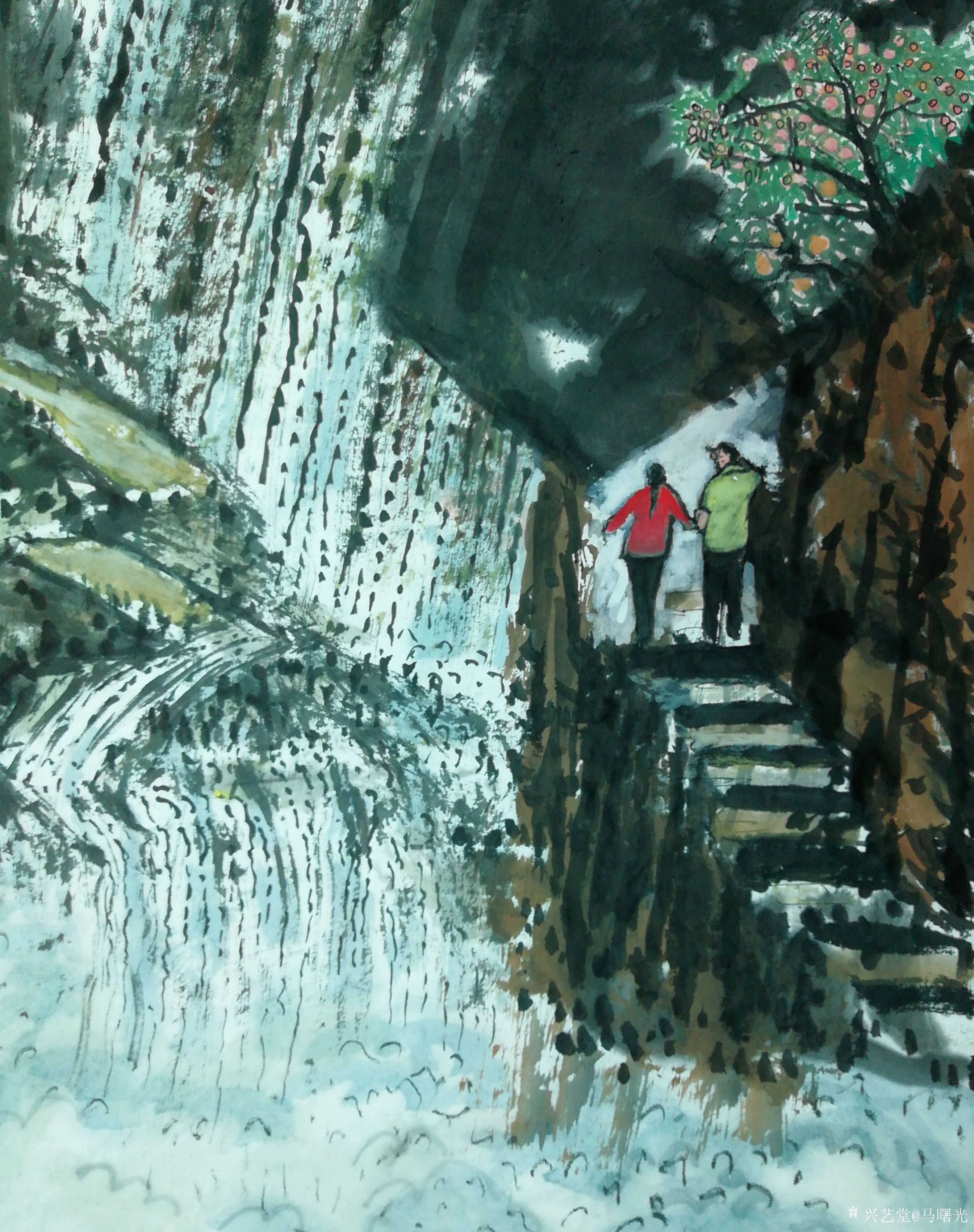 马曙光日记-马曙光画《连云港 花果山 水帘洞》四尺整张竖幅并分别拍
