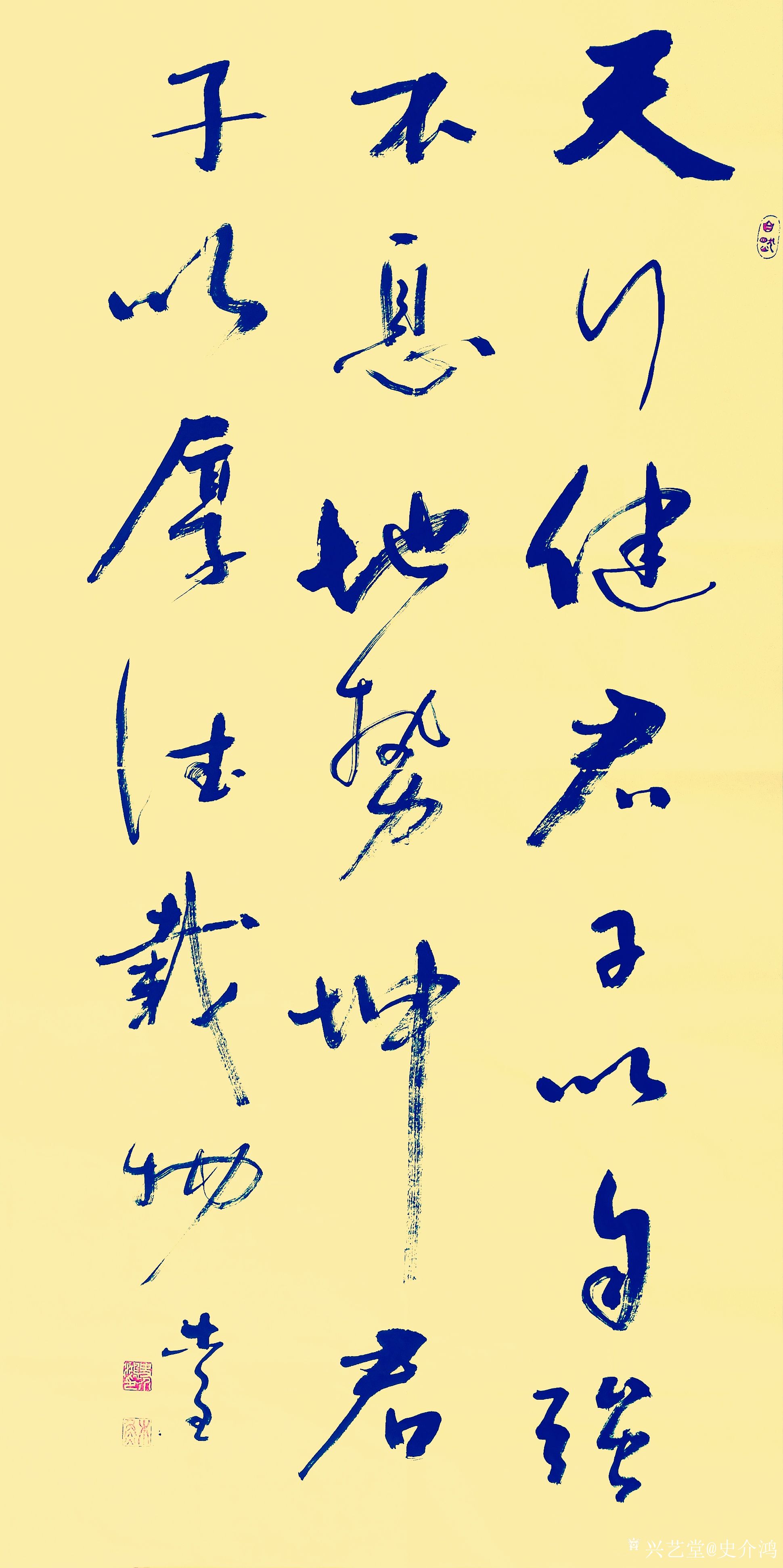 艺术家史介鸿日记:行书书法:"天行健,君子以自强不息;地势坤,君子以