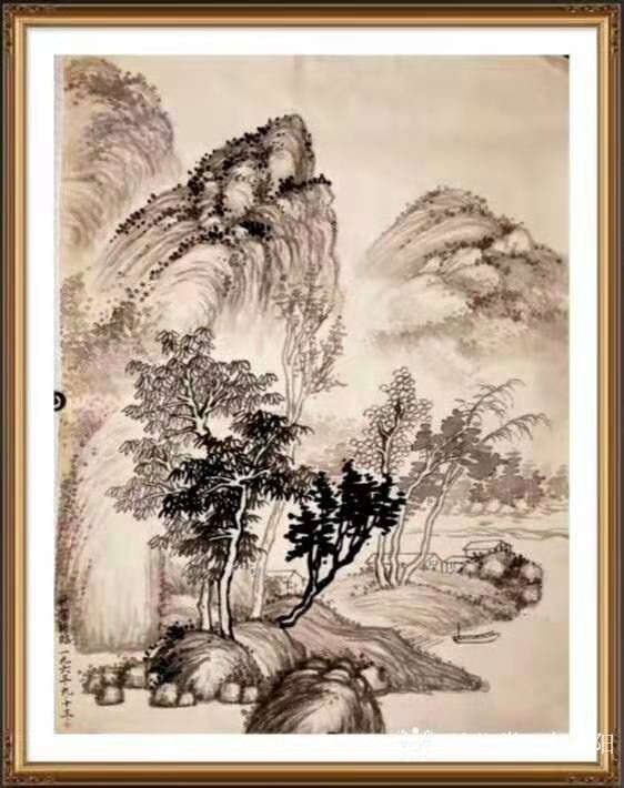 叶向阳日记:国画仿古山水画《野渡无人舟自横》《秋清泉气香》《山清水秀松声_兴艺堂